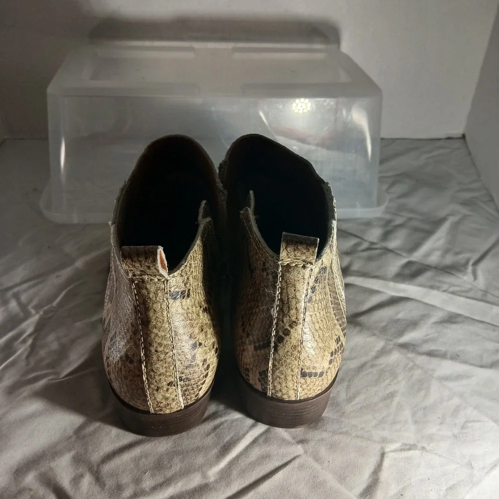 Lucky Brand Bimore Ankle Boots Snake Print Leather Women's Size 7.5‎ M